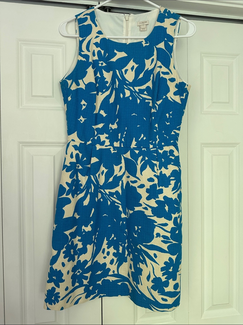 J. Crew Blue and Cream Floral Sleeveless Mini Dress